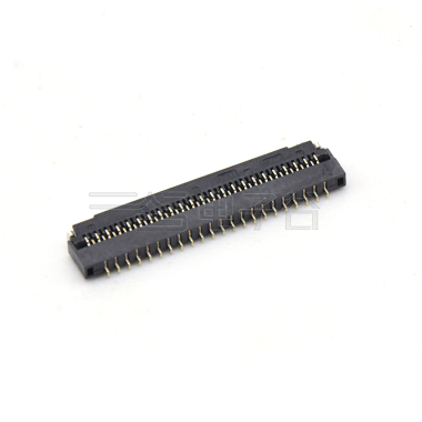 Pitch 0.30mm 90°H1.00mm 卧式下接前掀盖 SMT型 FPC 45pin 黑色 镀半金1u"，其它区域镀镍